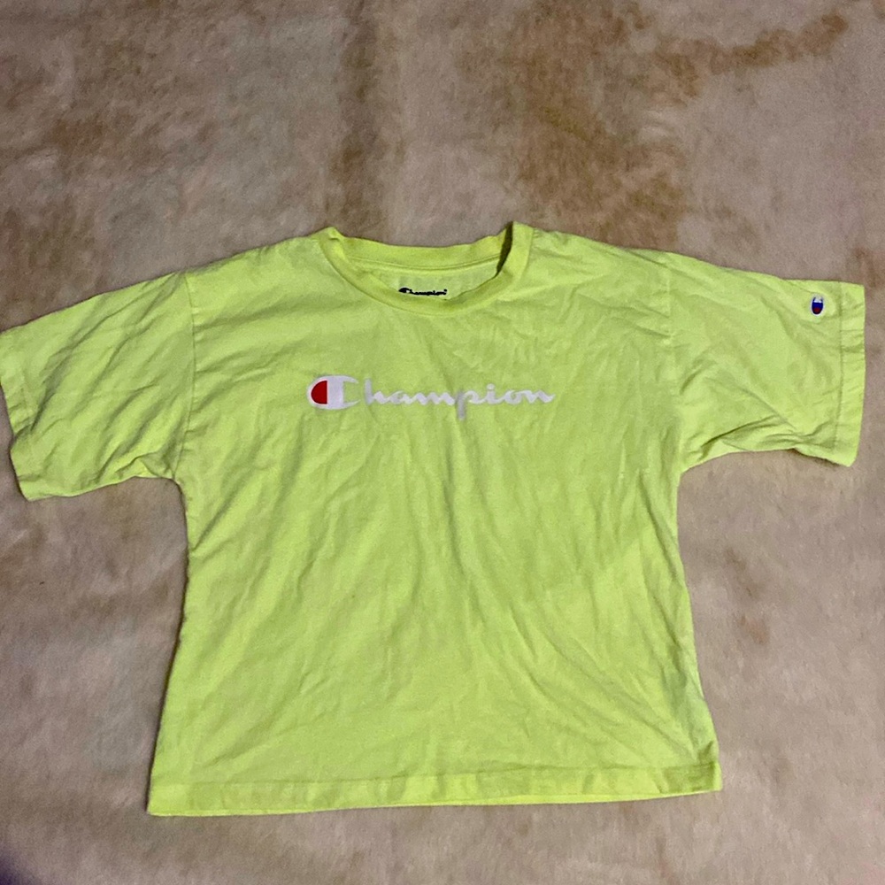 Champion Women's Heritage Cropped Tee Lively Lime Vintage Script